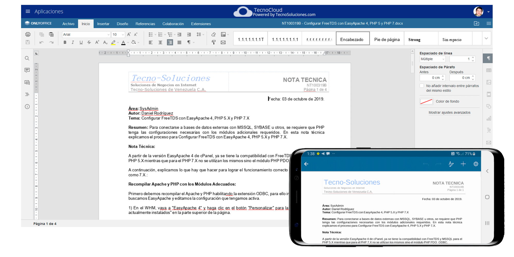 TecnoOffice - Edición de Documentos de Word En la Nube para Intranets